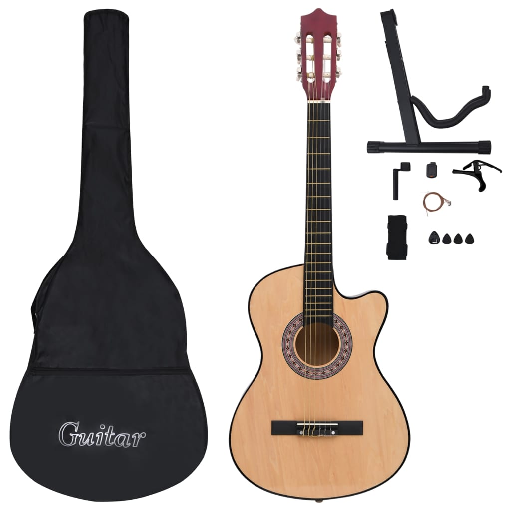vidaXL 12 Piece Western Acoustic Cutaway Guitar Set with 6 Strings 38