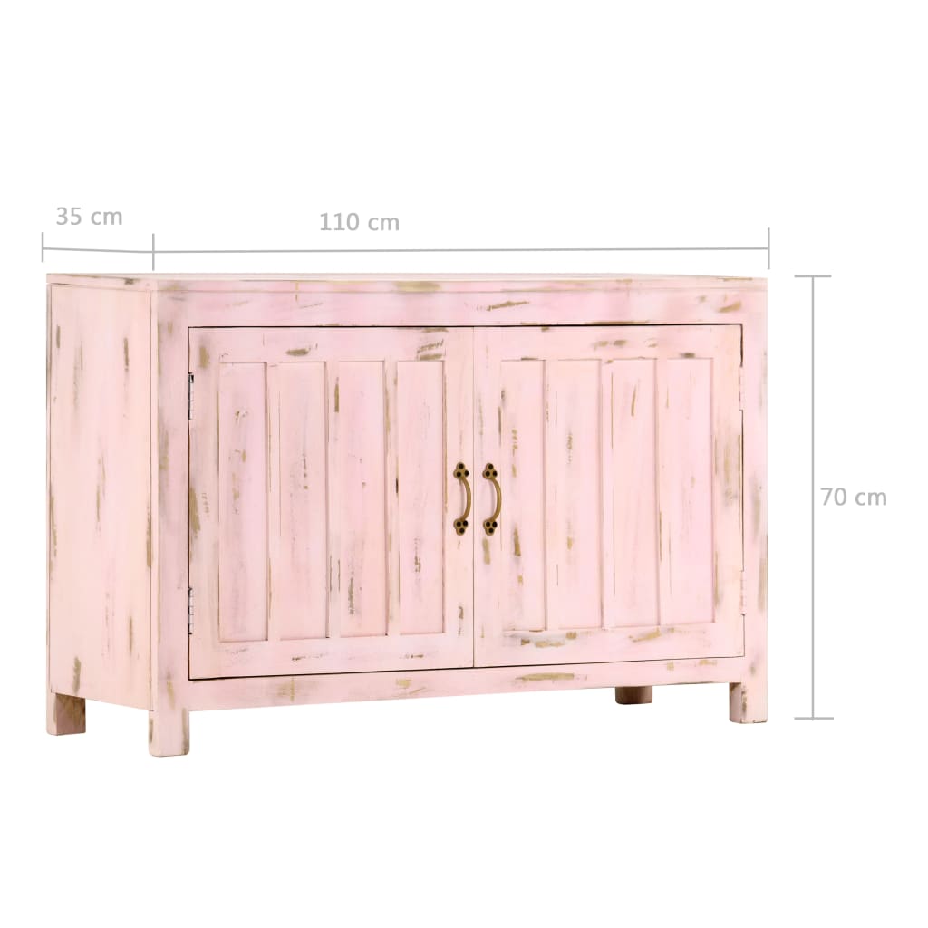 vidaXL Sideboard Light Pink 110x35x70 cm Solid Mango Wood