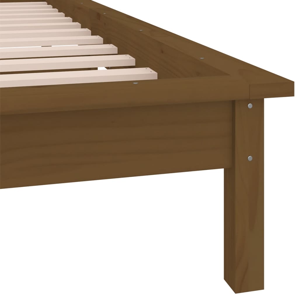 vidaXL LED Bed Frame Honey Brown 75x190cm Small Single Solid Wood
