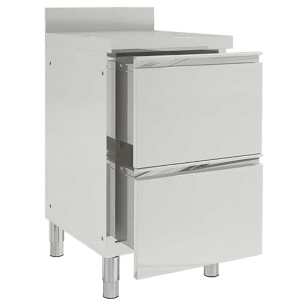 vidaXL Commercial Kitchen Cabinet with 2 Drawers Stainless Steel