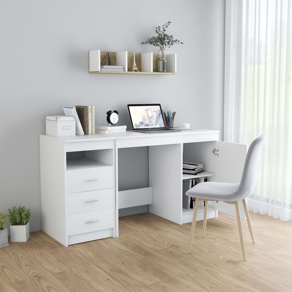 vidaXL Desk White 140x50x76 cm Chipboard