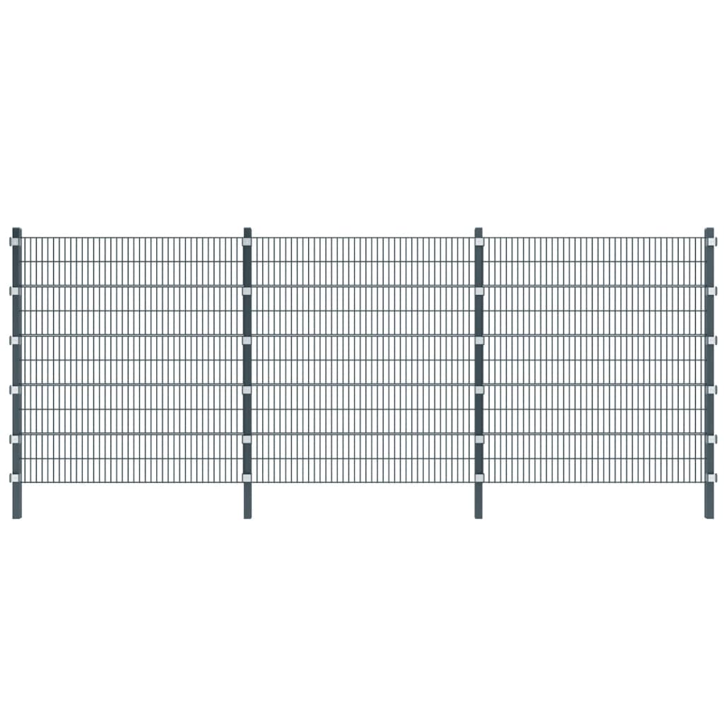 vidaXL Fence Panel with Posts 6x2 m Anthracite Grey
