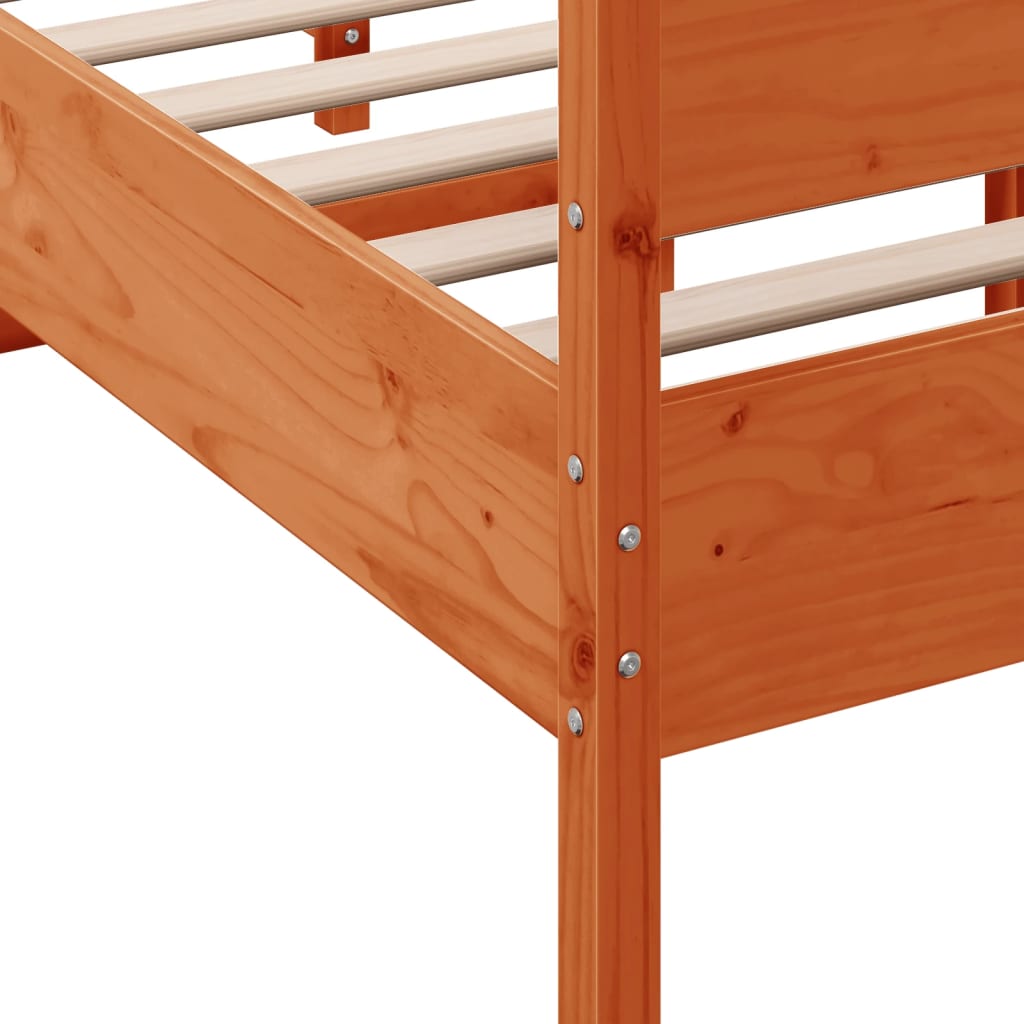vidaXL Bed Frame with Headboard Wax Brown 120x200 cm Solid Wood Pine