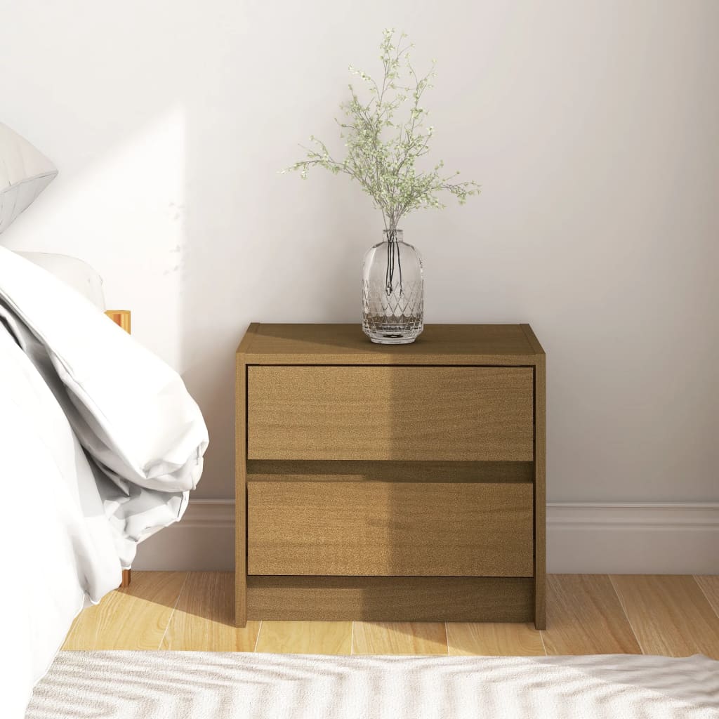 vidaXL Bedside Cabinet Honey Brown 40x30.5x35.5 cm Solid Pine Wood