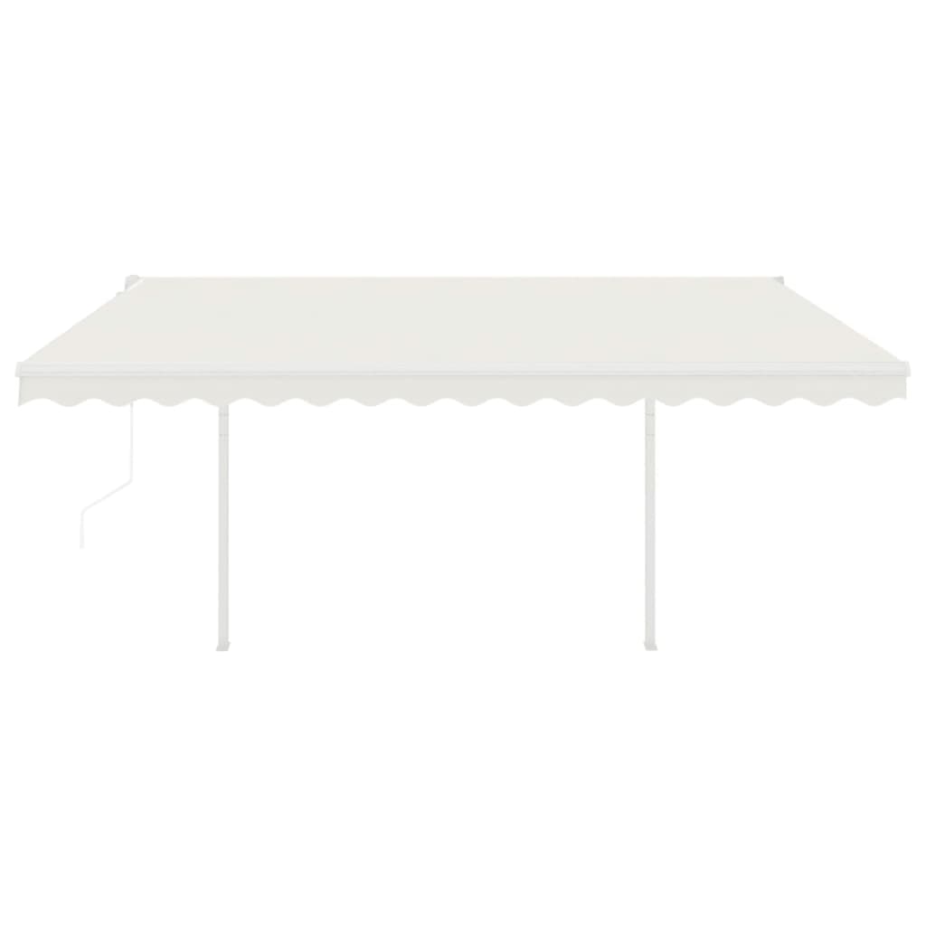 vidaXL Automatic Retractable Awning with Posts 4.5x3 m Cream