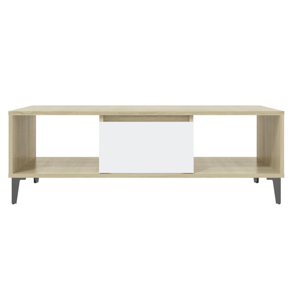 vidaXL Coffee Table White and Sonoma Oak 103.5x60x35 cm Engineered Wood