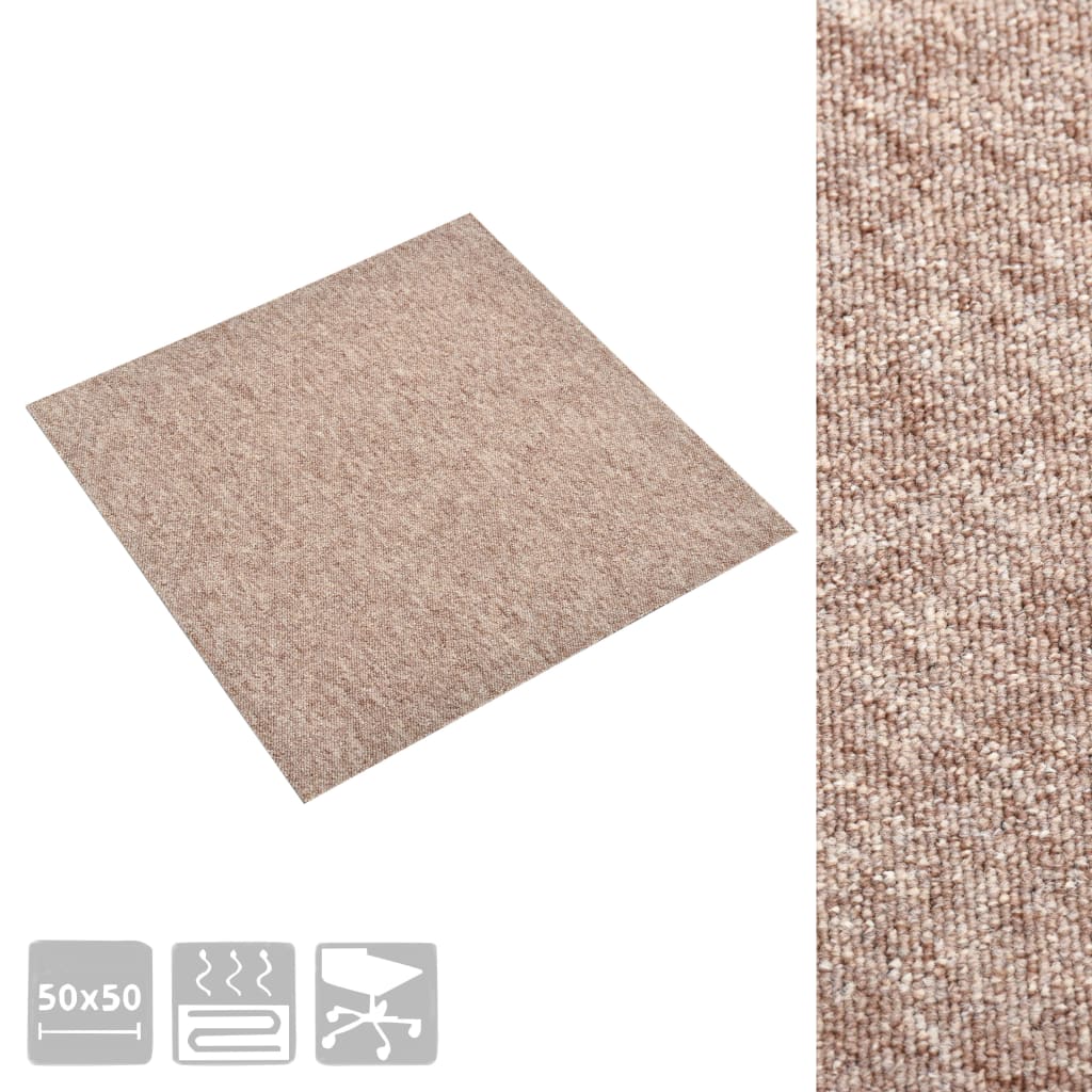 vidaXL Carpet Floor Tiles 20 pcs 5 m² 50x50 cm Beige