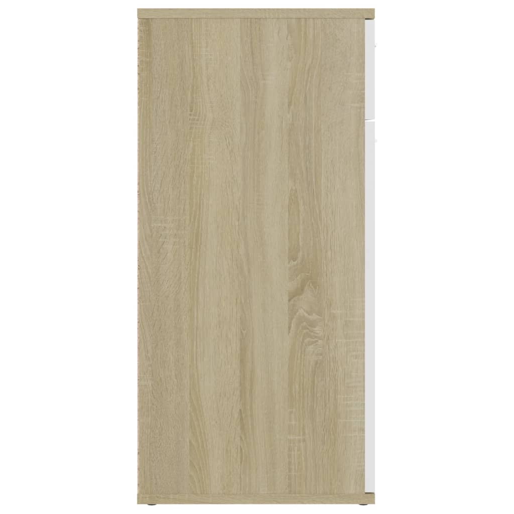 vidaXL Sideboard White and Sonoma Oak 80x36x75 cm Engineered Wood