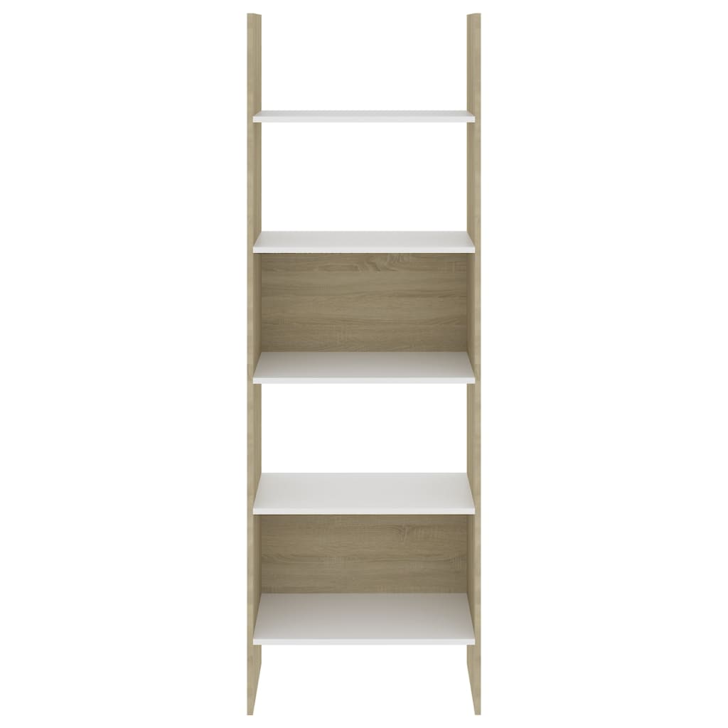 vidaXL Book Cabinet White and Sonoma Oak 60x35x180 cm Engineered Wood