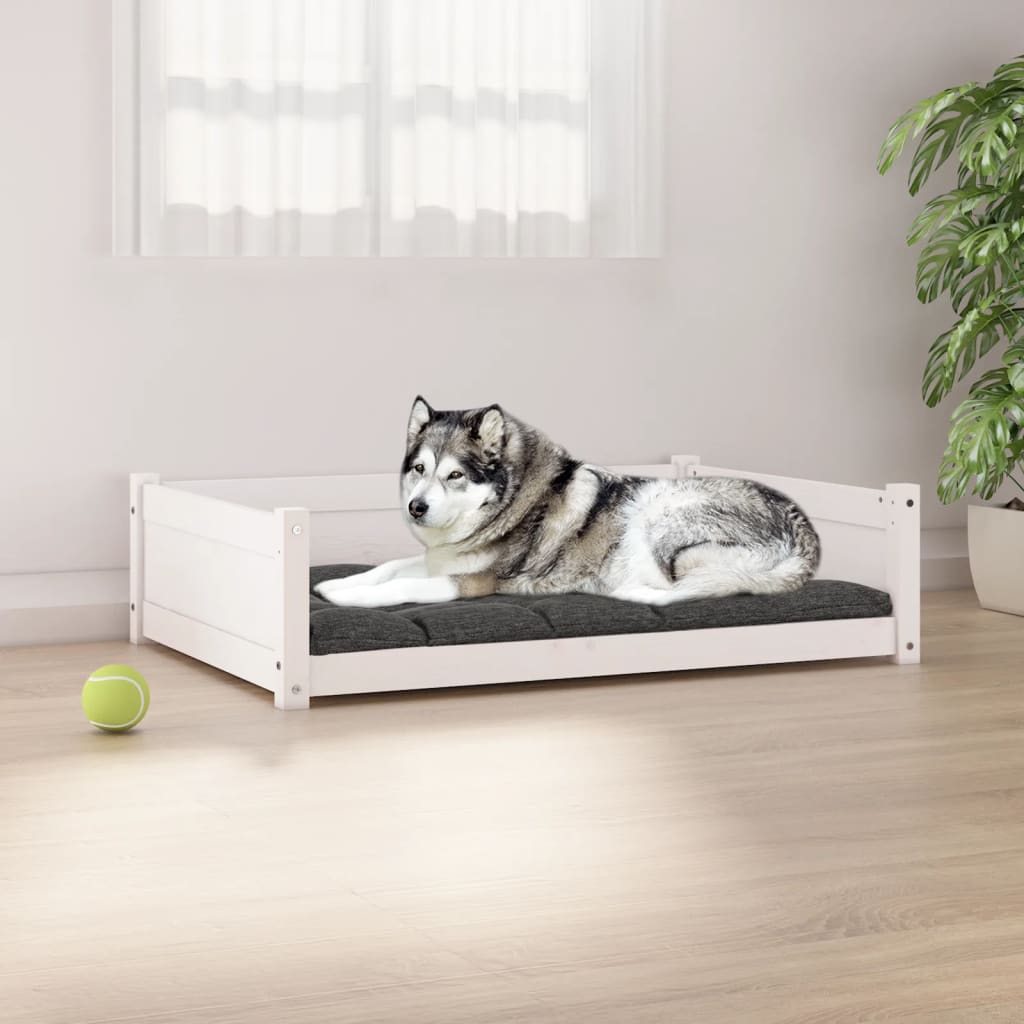 vidaXL Dog Bed White 105.5x75.5x28 cm Solid Pine Wood