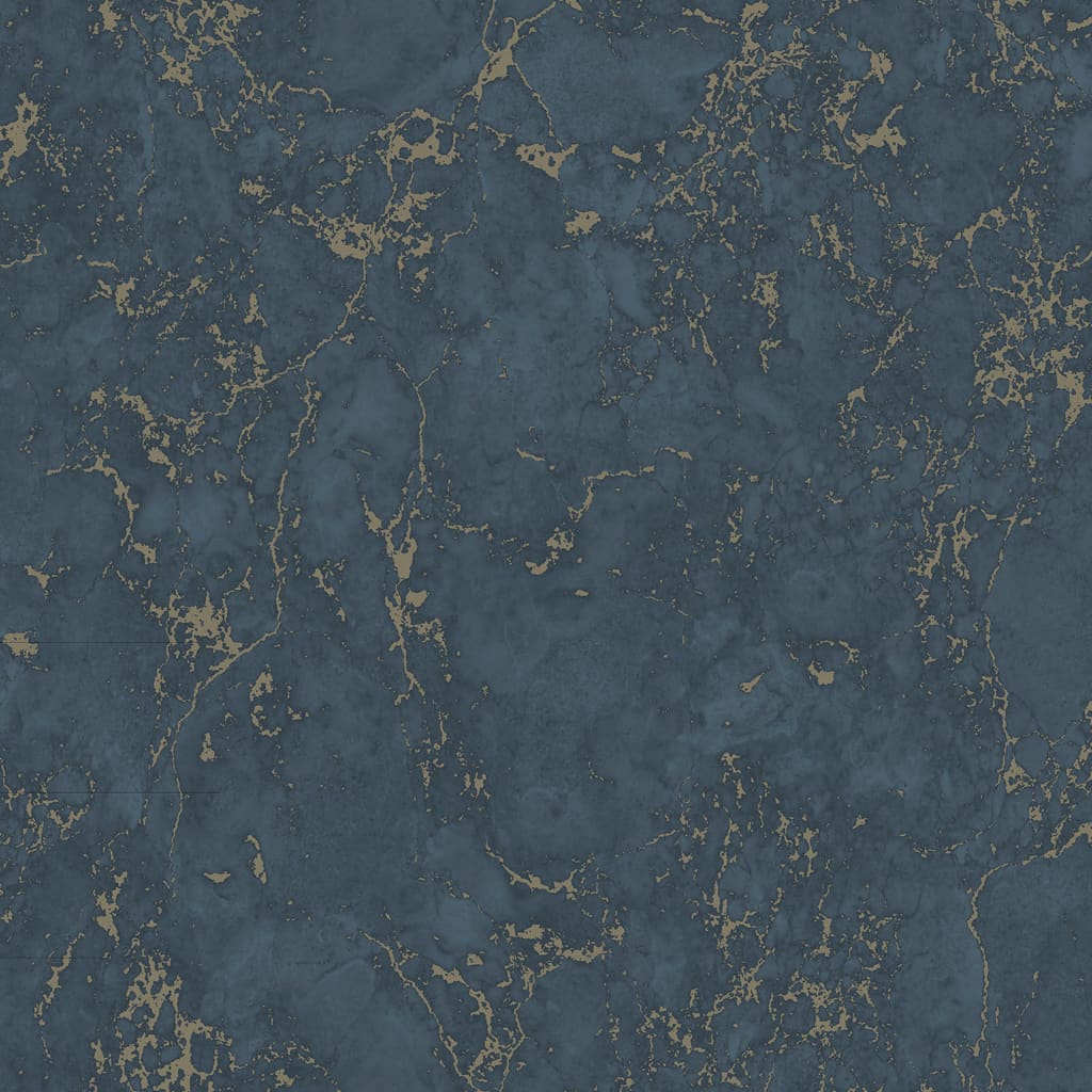 DUTCH WALLCOVERINGS Wallpaper Marble Blue and Gold