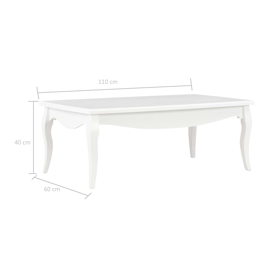 vidaXL Coffee Table White 110x60x40 cm Solid Pine Wood