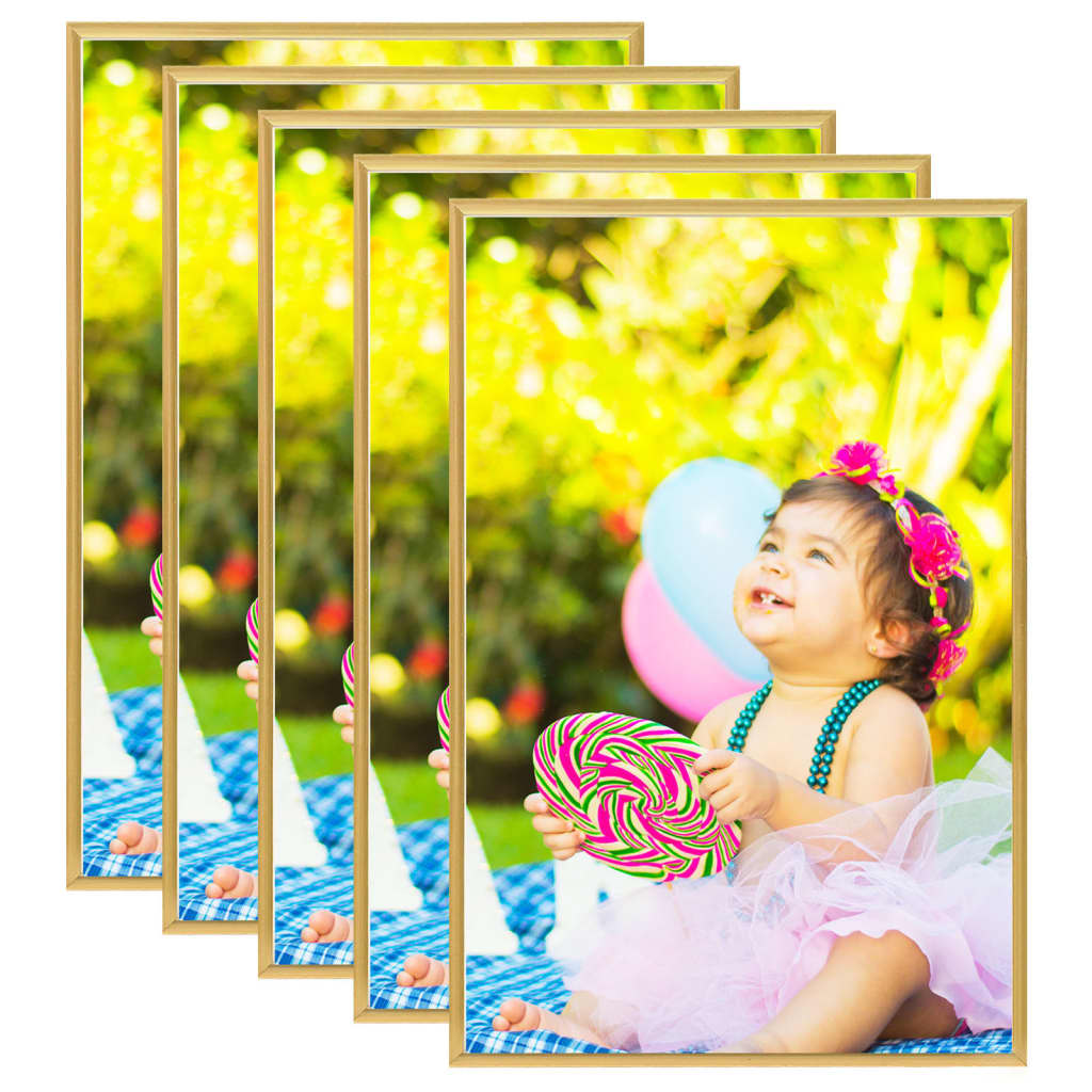 vidaXL Photo Frames Collage 5 pcs for Wall or Table Gold 59.4x84cm MDF