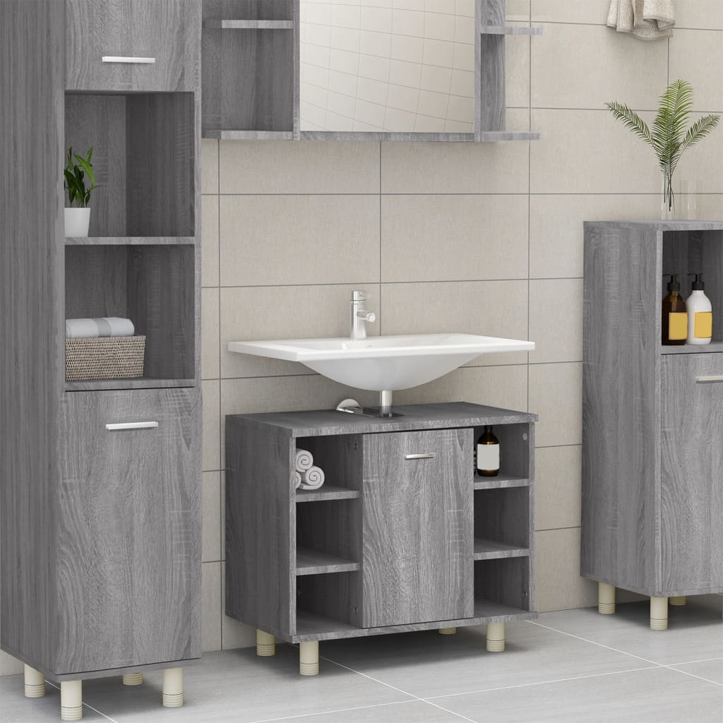 vidaXL Bathroom Cabinet Grey Sonoma 60x32x53.5 cm Engineered Wood