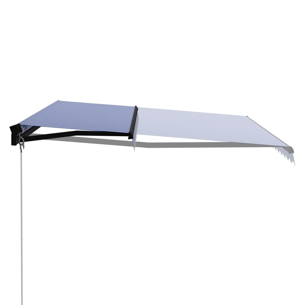 vidaXL Manual Retractable Awning 400x300 cm Blue and White