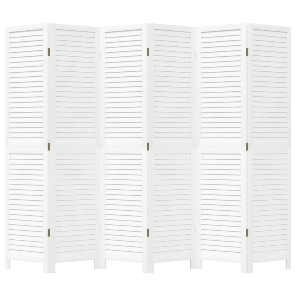 vidaXL Room Divider 6 Panels White Solid Wood Paulownia