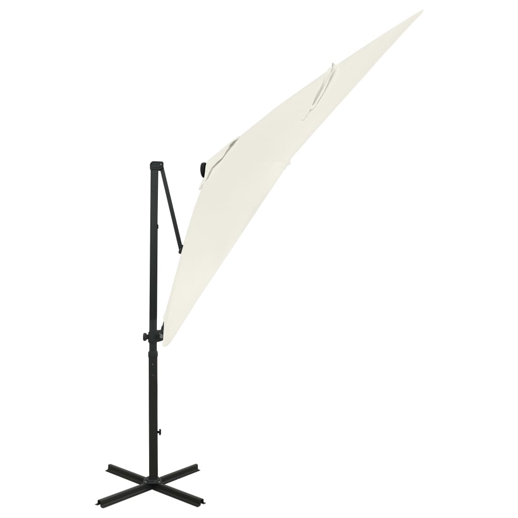 vidaXL Cantilever Umbrella with Pole and LED Lights Sand 250 cm