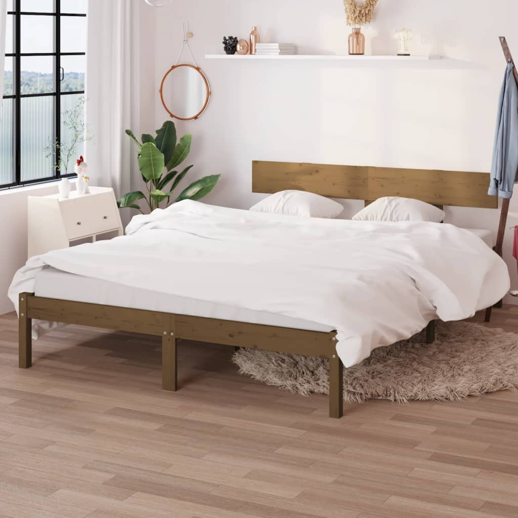 vidaXL Bed Frame Honey Brown Solid Wood Pine 140x200 cm