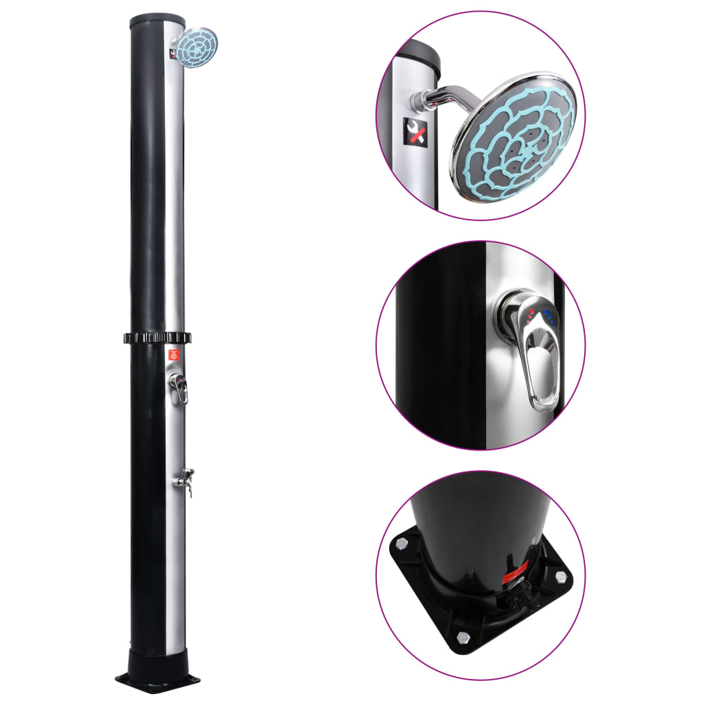vidaXL Outdoor Solar Shower with Shower Head and Faucet 40 L
