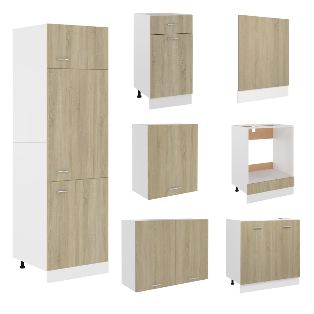 vidaXL 7 Piece Kitchen Cabinet Set Sonoma Oak Engineered Wood