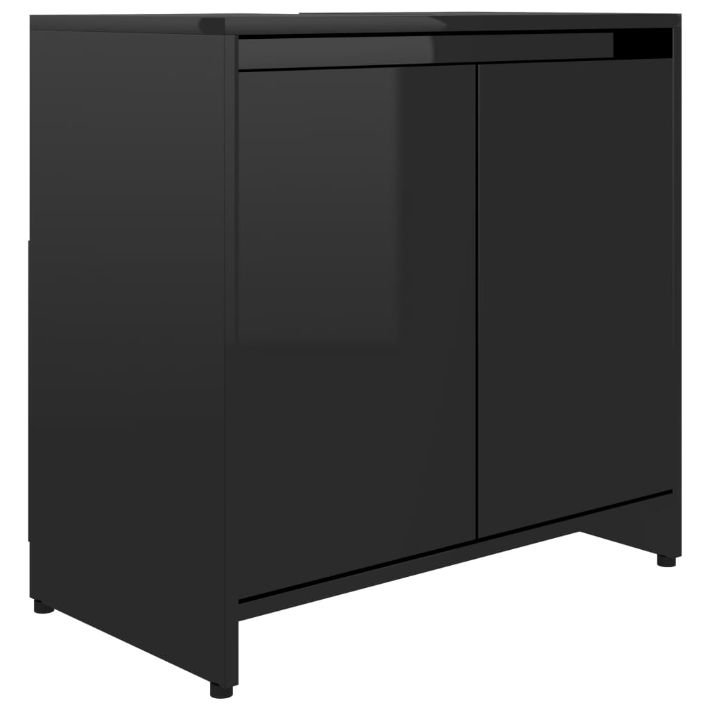 vidaXL Bathroom Cabinet High Gloss Black 60x33x61 cm Engineered Wood