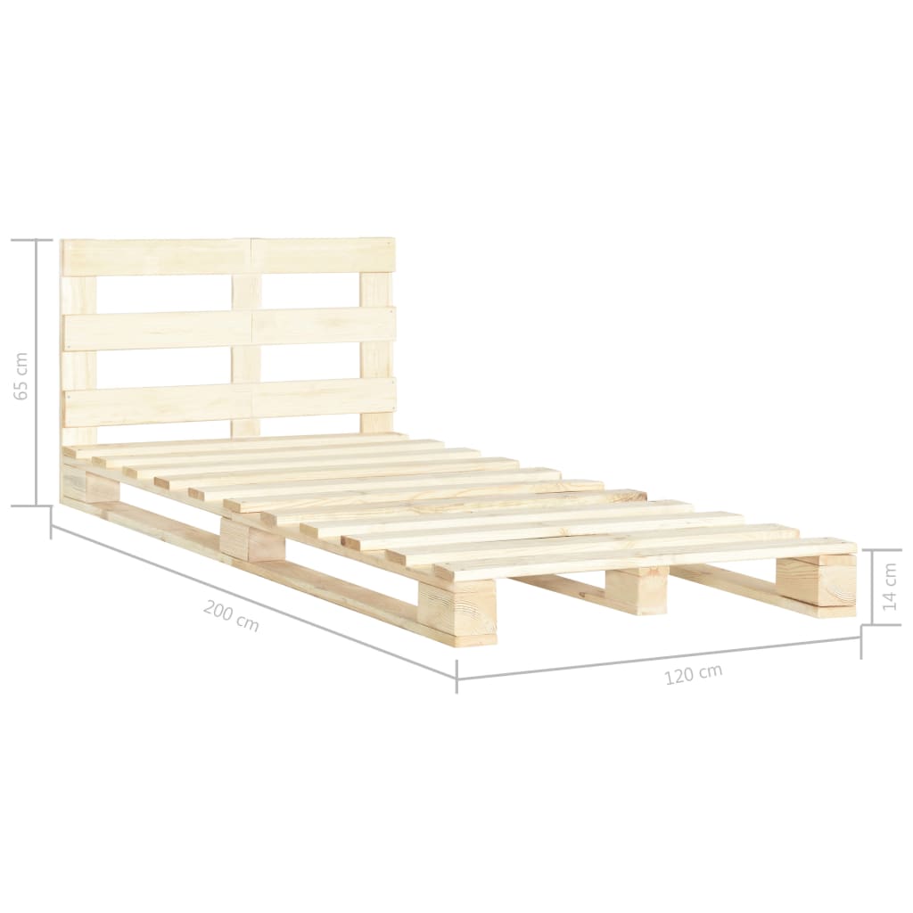 vidaXL Pallet Bed Frame Solid Pine Wood 120x200 cm