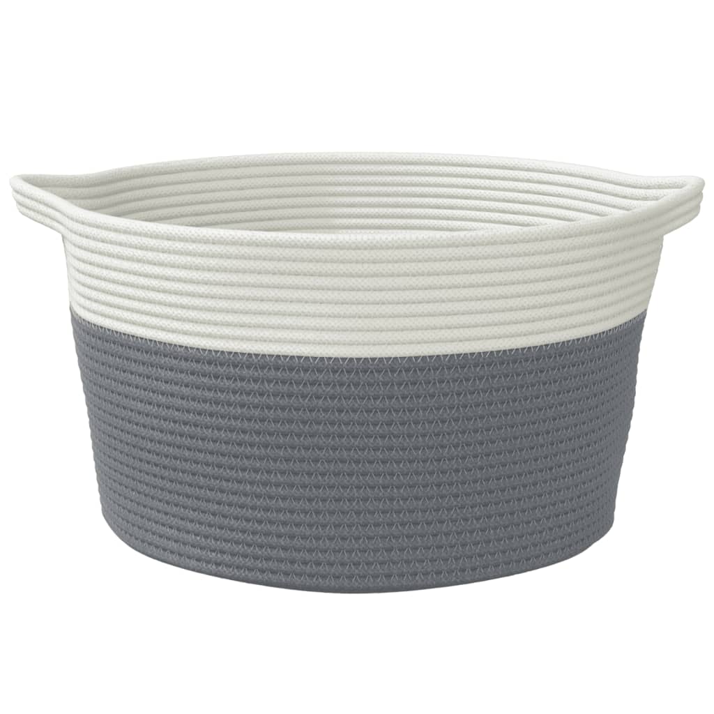 vidaXL Storage Basket Grey and White Ø40x25 cm Cotton
