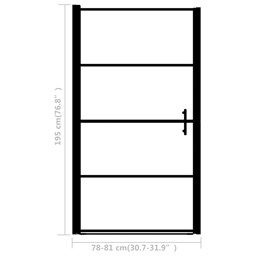 vidaXL Shower Door Frost Tempered Glass 81x195 cm Black