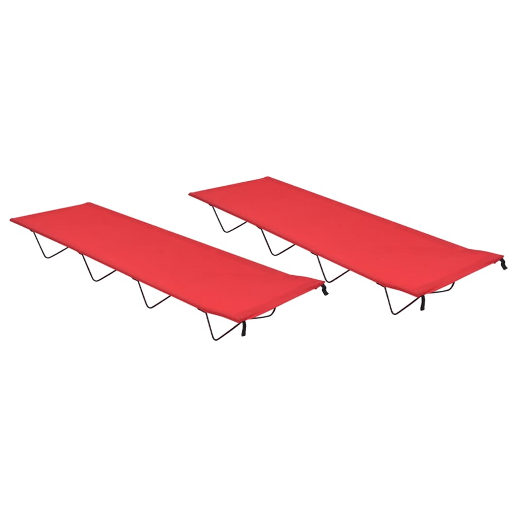 vidaXL Camping Beds 2 pcs 180x60x19 cm Oxford Fabric and Steel Red