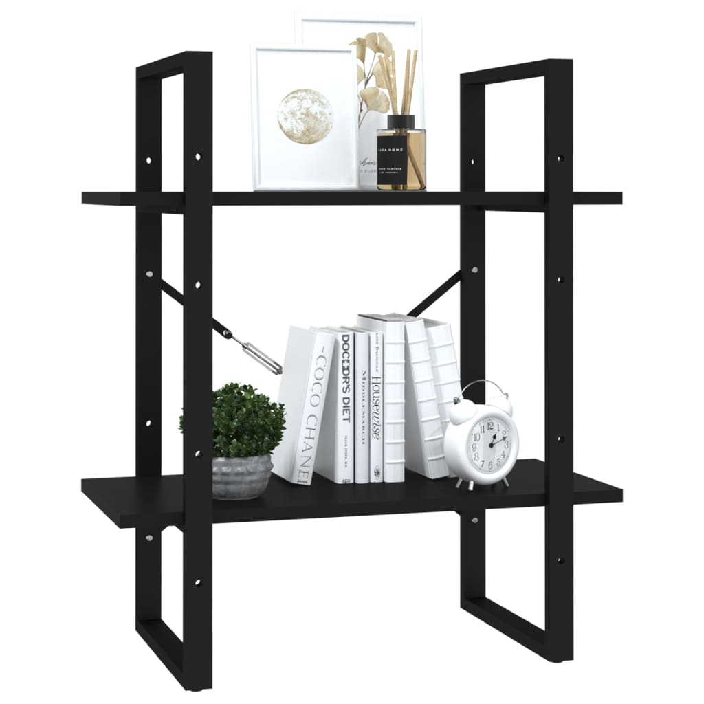 vidaXL 2-Tier Book Cabinet Black 60x30x70 cm Engineered Wood