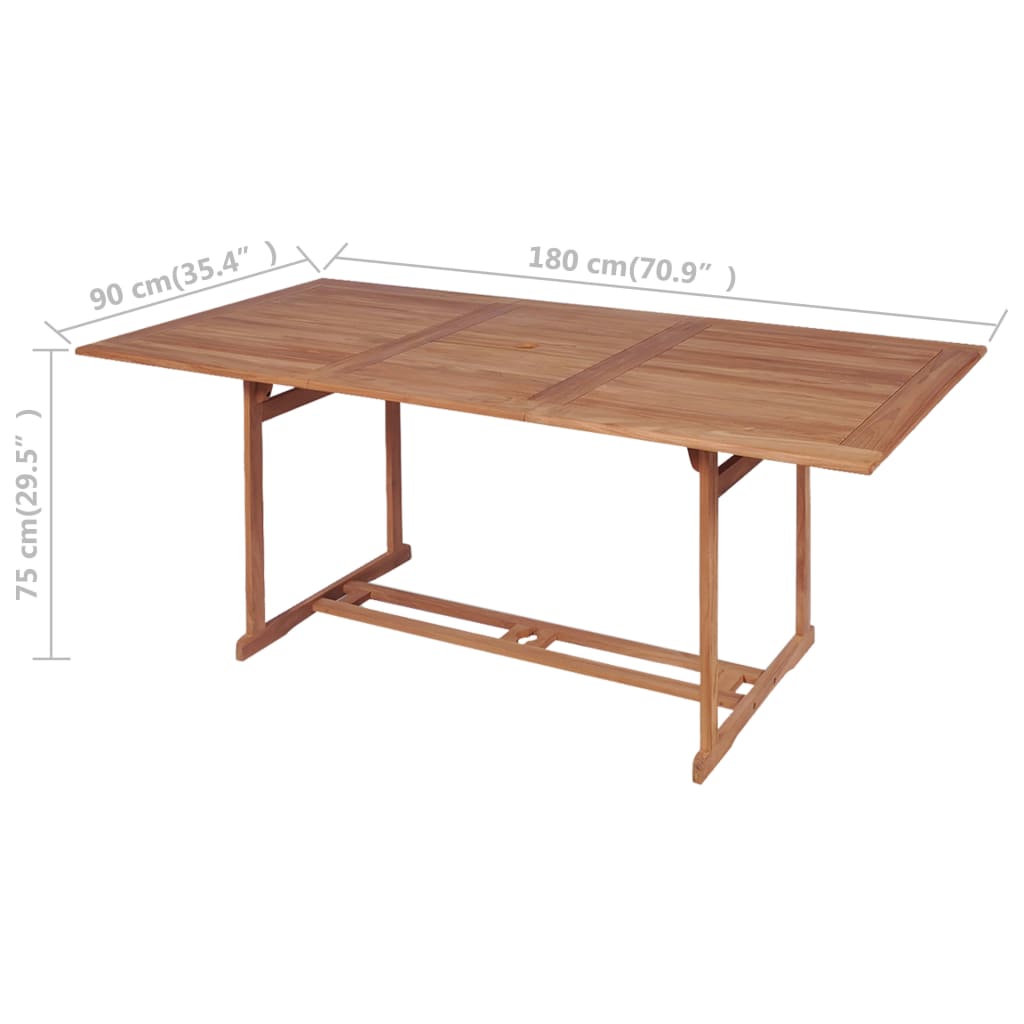 vidaXL Garden Table 180x90x75 cm Solid Teak Wood