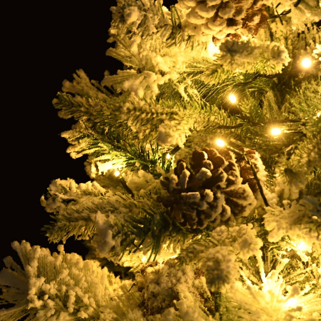 vidaXL Pre-lit Christmas Tree with Flocked Snow&Cones 150 cm PVC&PE