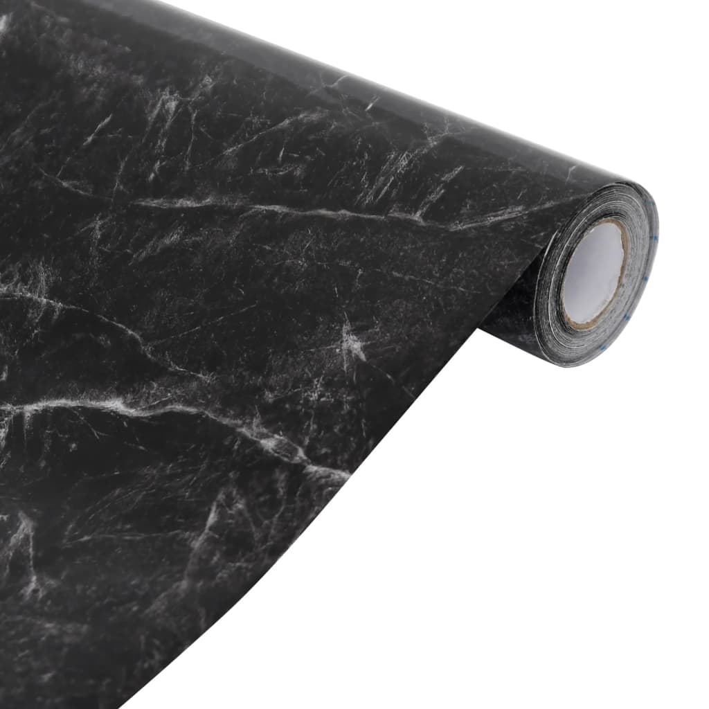 vidaXL Furniture Sticker Self-Adhesive Marble Black 90x500 cm PVC