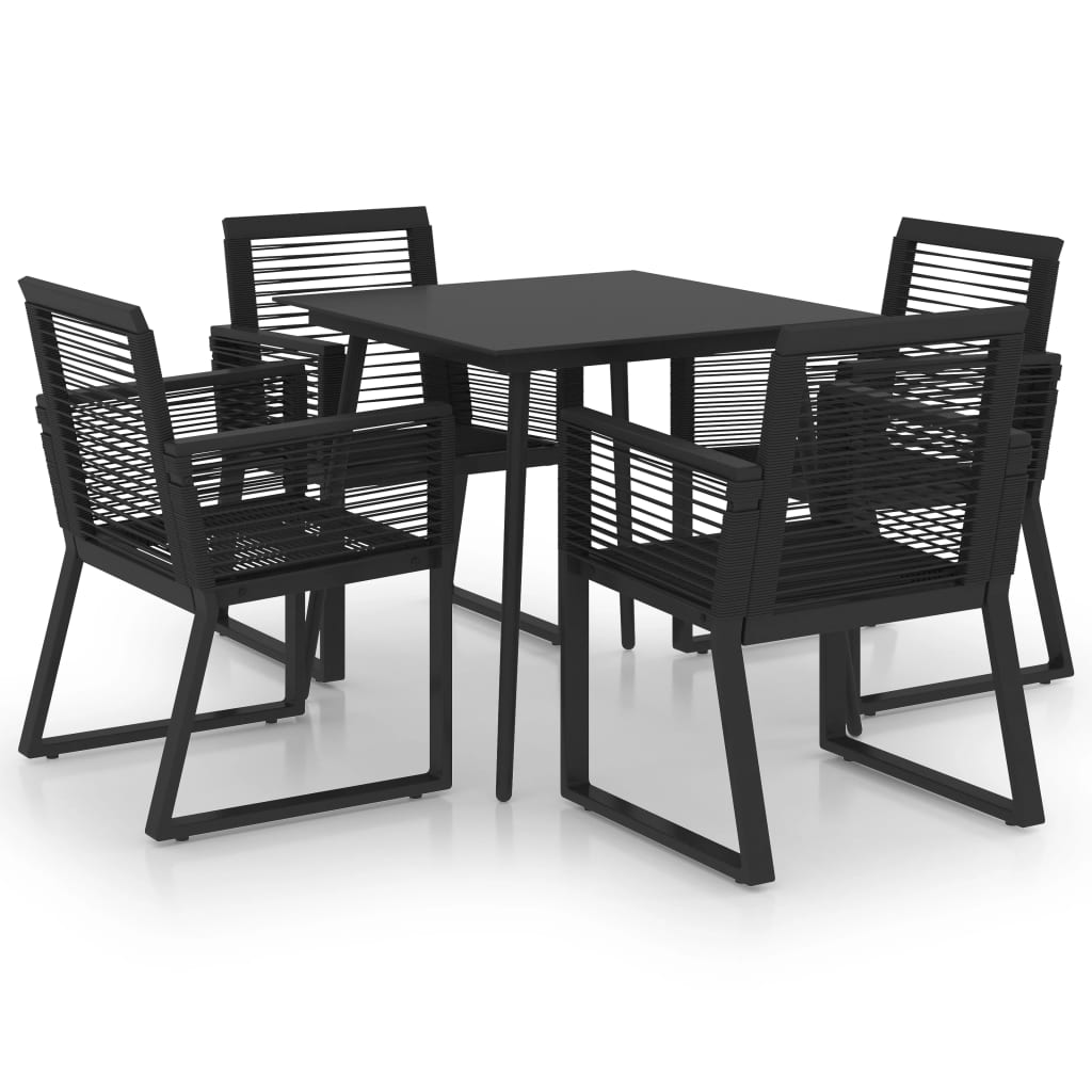 vidaXL 5 Piece Outdoor Dining Set PVC Rattan Black