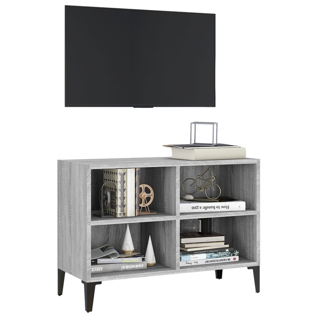 vidaXL TV Cabinet with Metal Legs Grey Sonoma 69.5x30x50 cm
