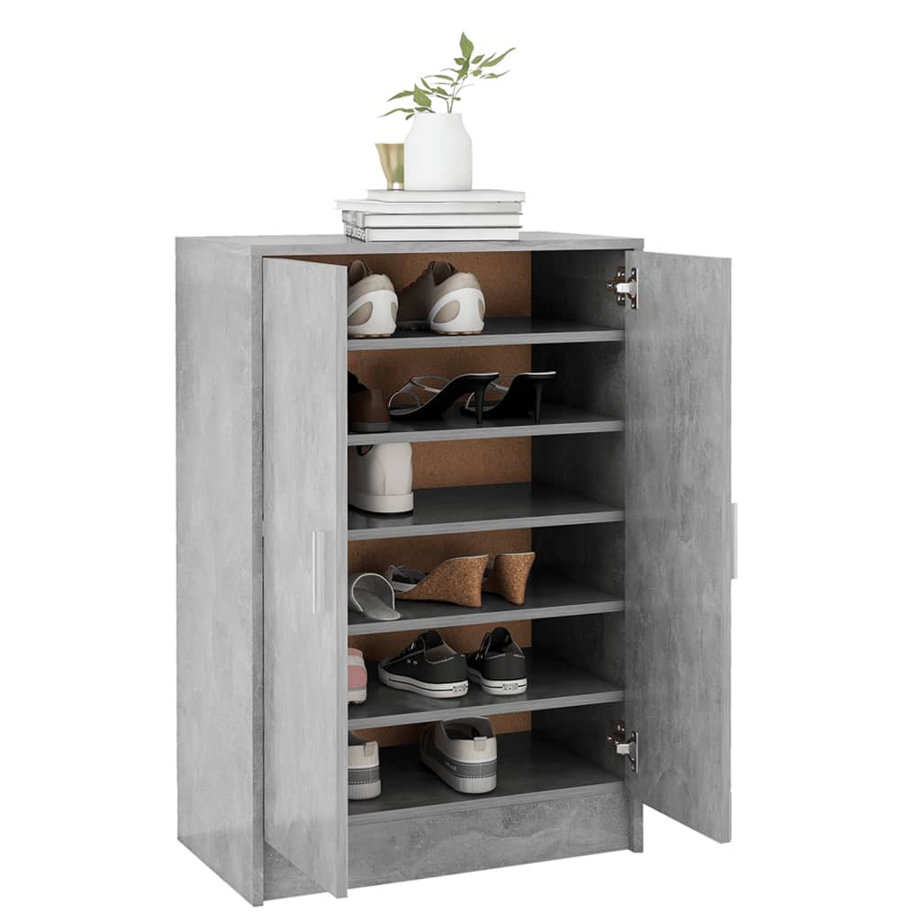 vidaXL Shoe Cabinet Concrete Grey 60x35x92 cm Engineered Wood