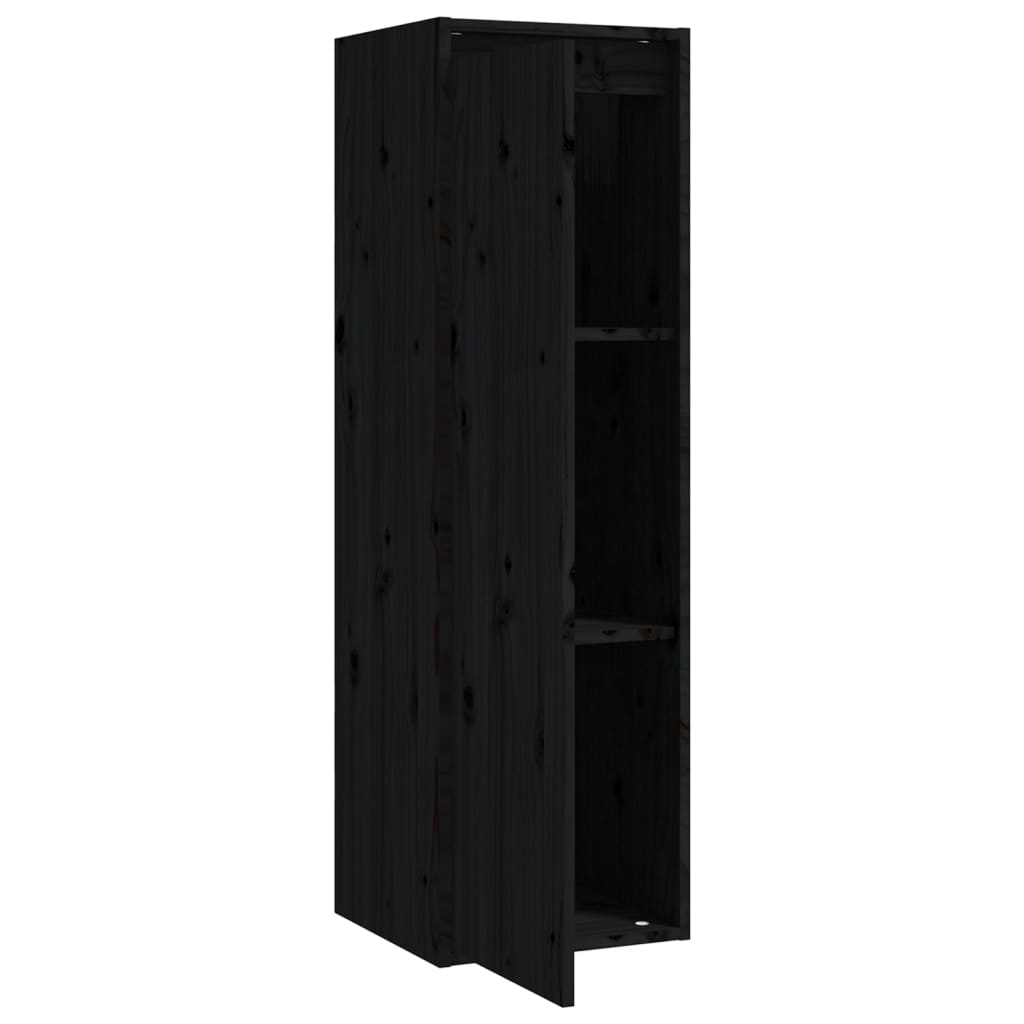 vidaXL Wall Cabinets 2 pcs Black 30x30x100 cm Solid Pinewood
