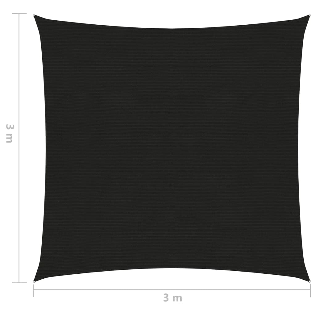 vidaXL Sunshade Sail 160 g/m² Black 3x3 m HDPE