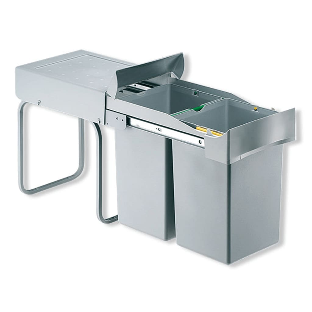 eyckhaus Built-in Rolling Selective Waste Collector Rectangular 2x14 L Grey