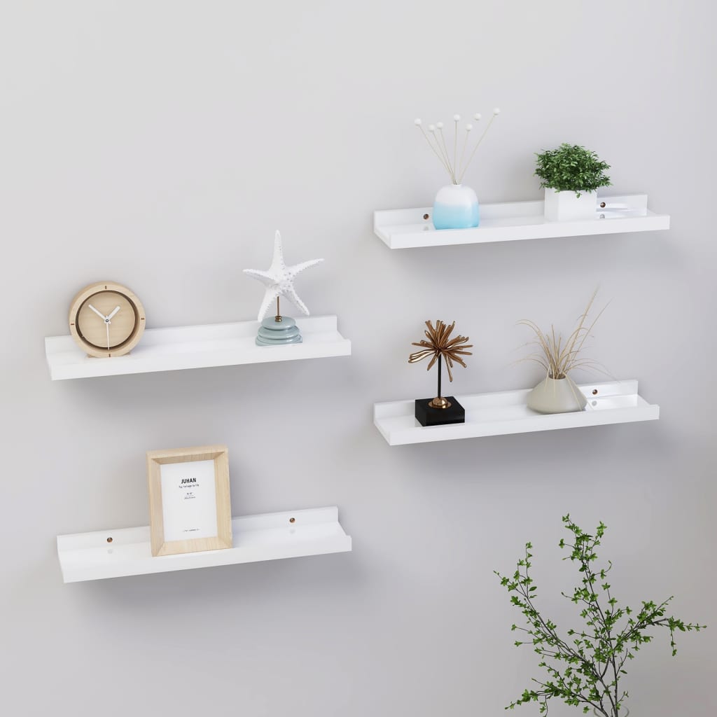 vidaXL Wall Shelves 4 pcs High Gloss White 40x9x3 cm