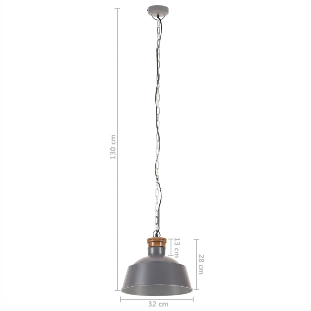 vidaXL Industrial Hanging Lamp 32 cm Grey E27