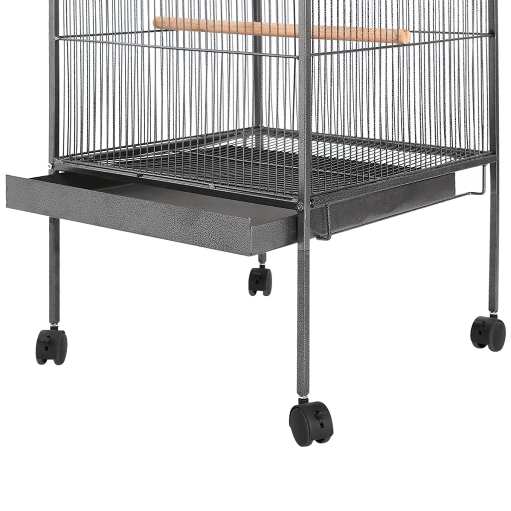 vidaXL Bird Cage with Roof Black 66x66x155 cm Steel