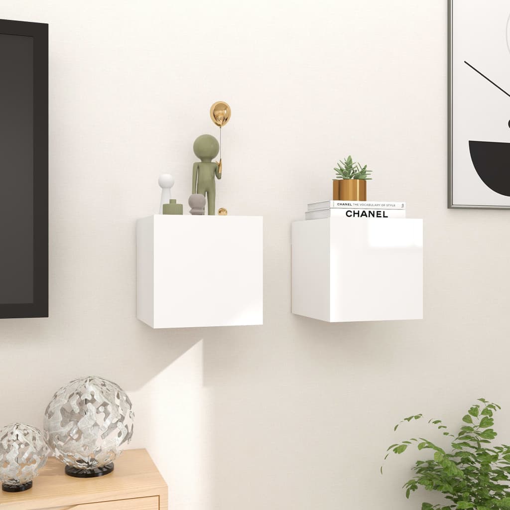 vidaXL Wall Mounted TV Cabinets 2 pcs High Gloss White 30.5x30x30 cm