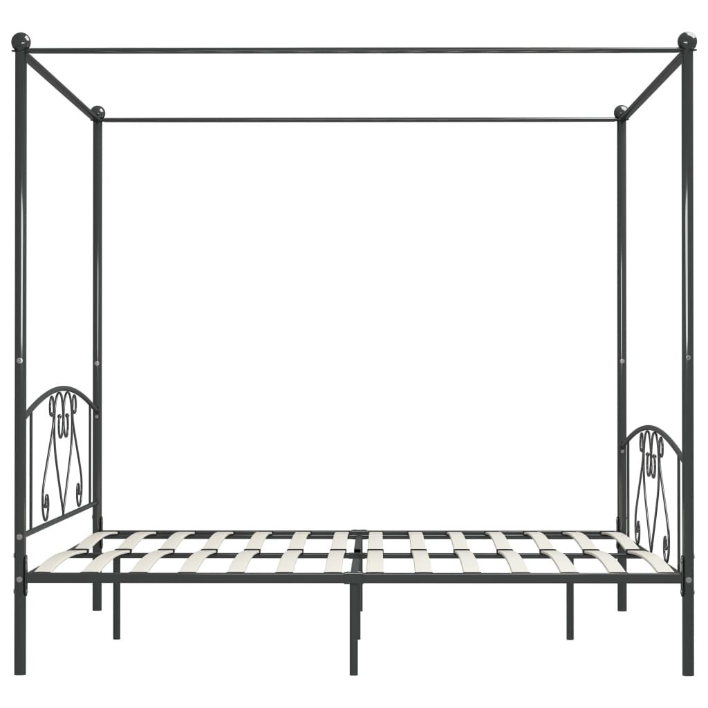 vidaXL Canopy Bed Frame Grey Metal 200x200 cm