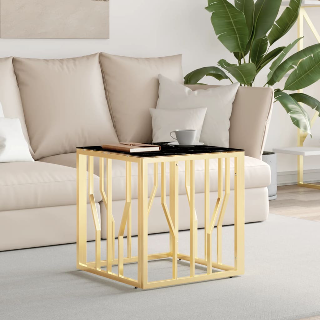 vidaXL Coffee Table Gold 50x50x50 cm Stainless Steel and Glass