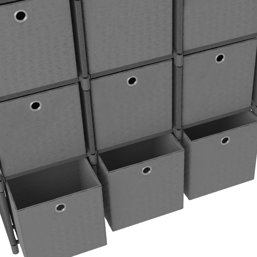 vidaXL 12-Cube Display Shelf with Boxes Grey 103x30x141 cm Fabric
