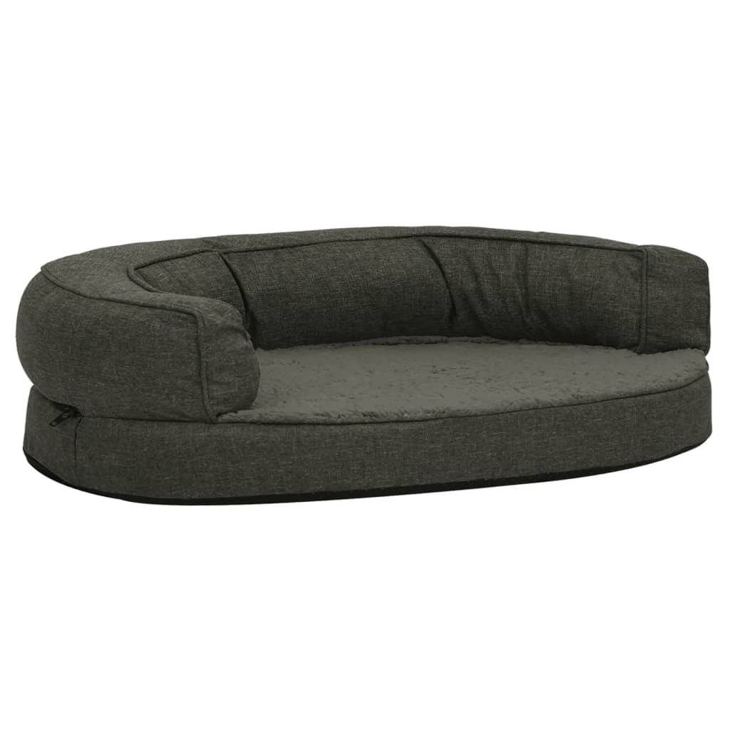 vidaXL Ergonomic Dog Bed Mattress 90x64 cm Linen Look Fleece Dark Grey