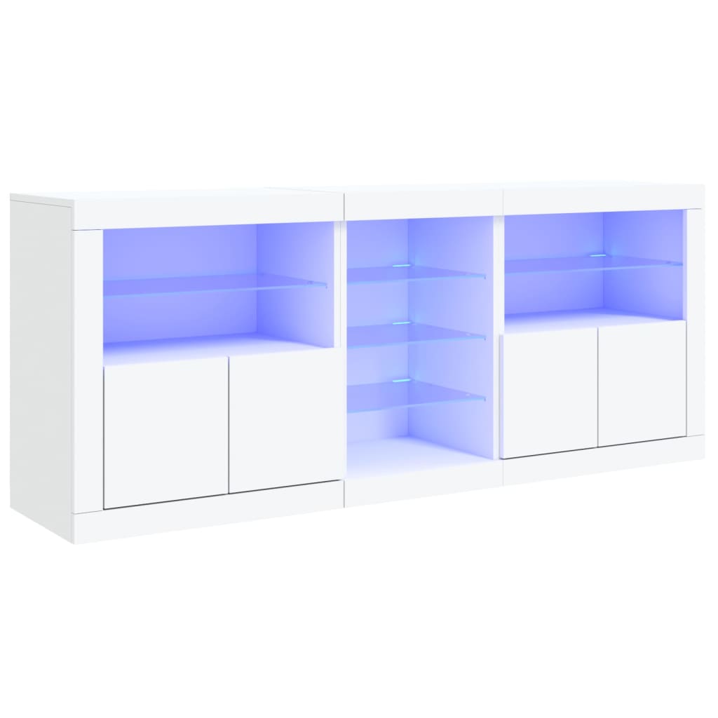 vidaXL Sideboard with LED Lights White 181.5x37x67 cm