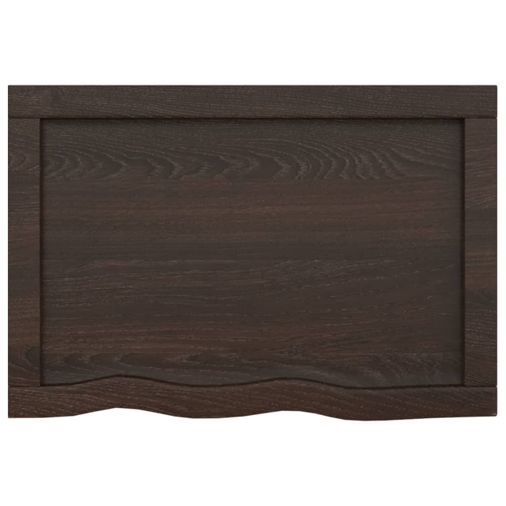 vidaXL Table Top Dark Brown 60x40x(2-4) cm Treated Solid Wood Oak