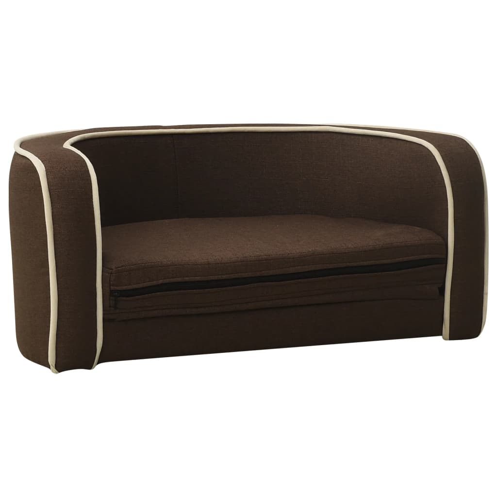 vidaXL Foldable Dog Sofa Brown 76x71x30 cm Linen Washable Cushion